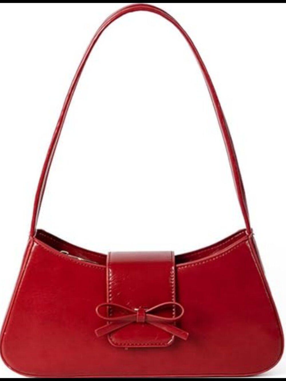 Small Faux Leather Shoulder Bag Bow Mini Hobo Purse Y2k Cute